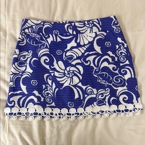 Lilly Pulitzer Blue and White Embellished Mini Skort